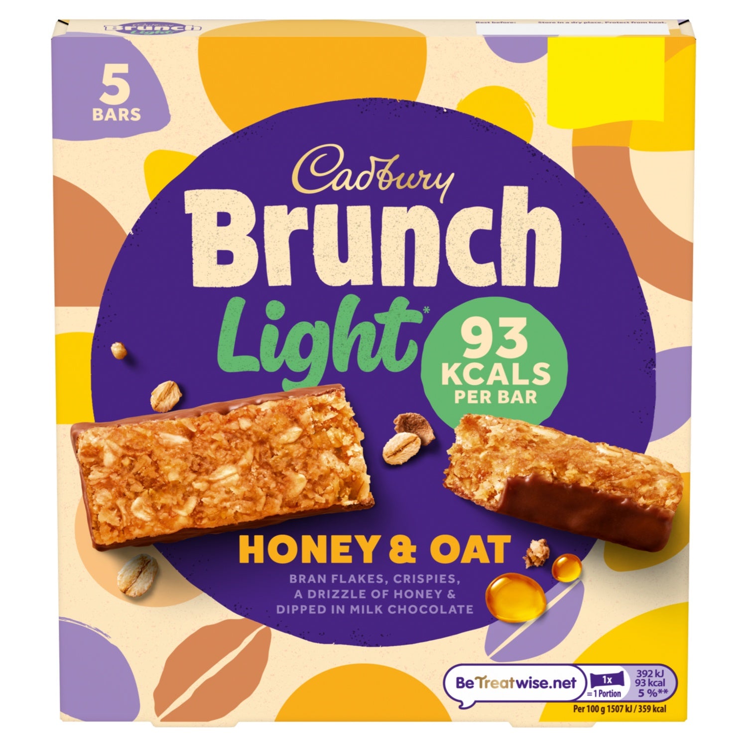 Cadbury Brunch Light Oat & Honey Cereal Bar 5 x 130g