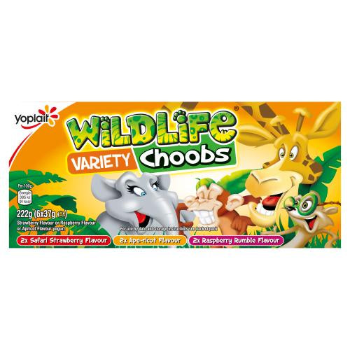 Wildlife Strawberry Raspberry Apricot Choobs Yoghurts 6 x 37g