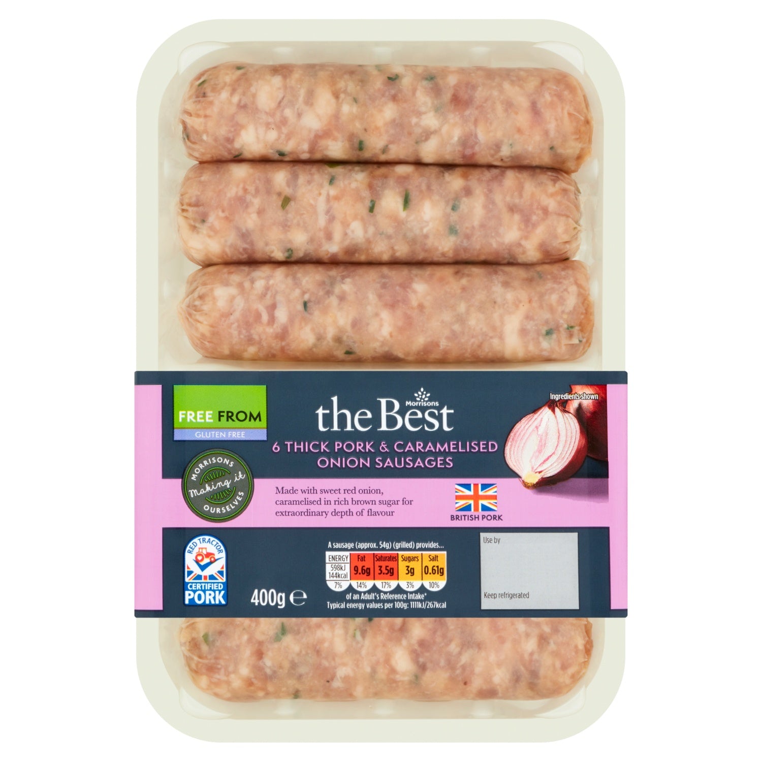 Morrisons The Best Gluten Free 6 Pork Onion Sausages