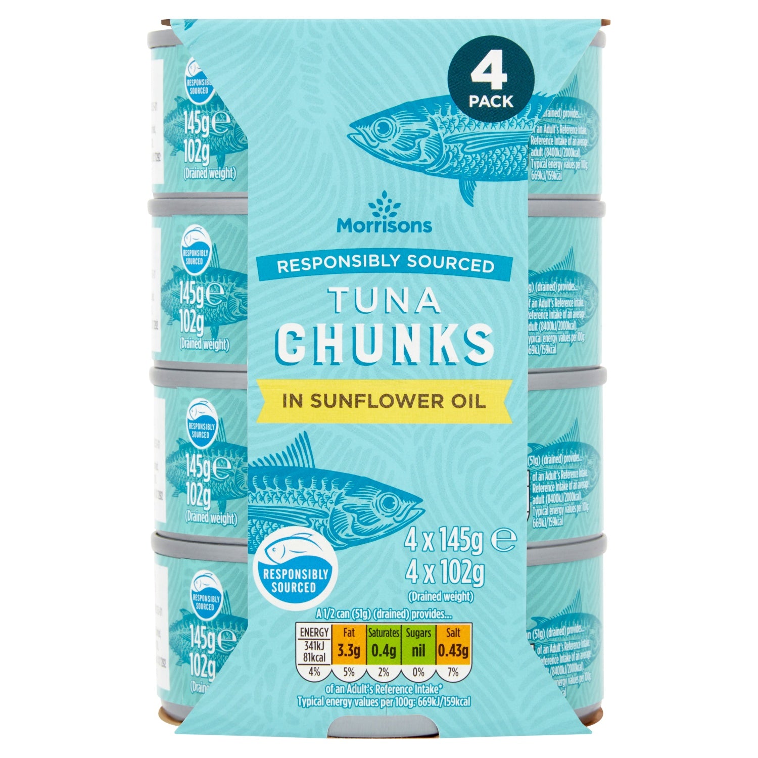 Morrisons Tuna Chunks In Sunflower Oil 4 x 145g