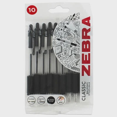 Zebra Z Grip Pen Black 10pk