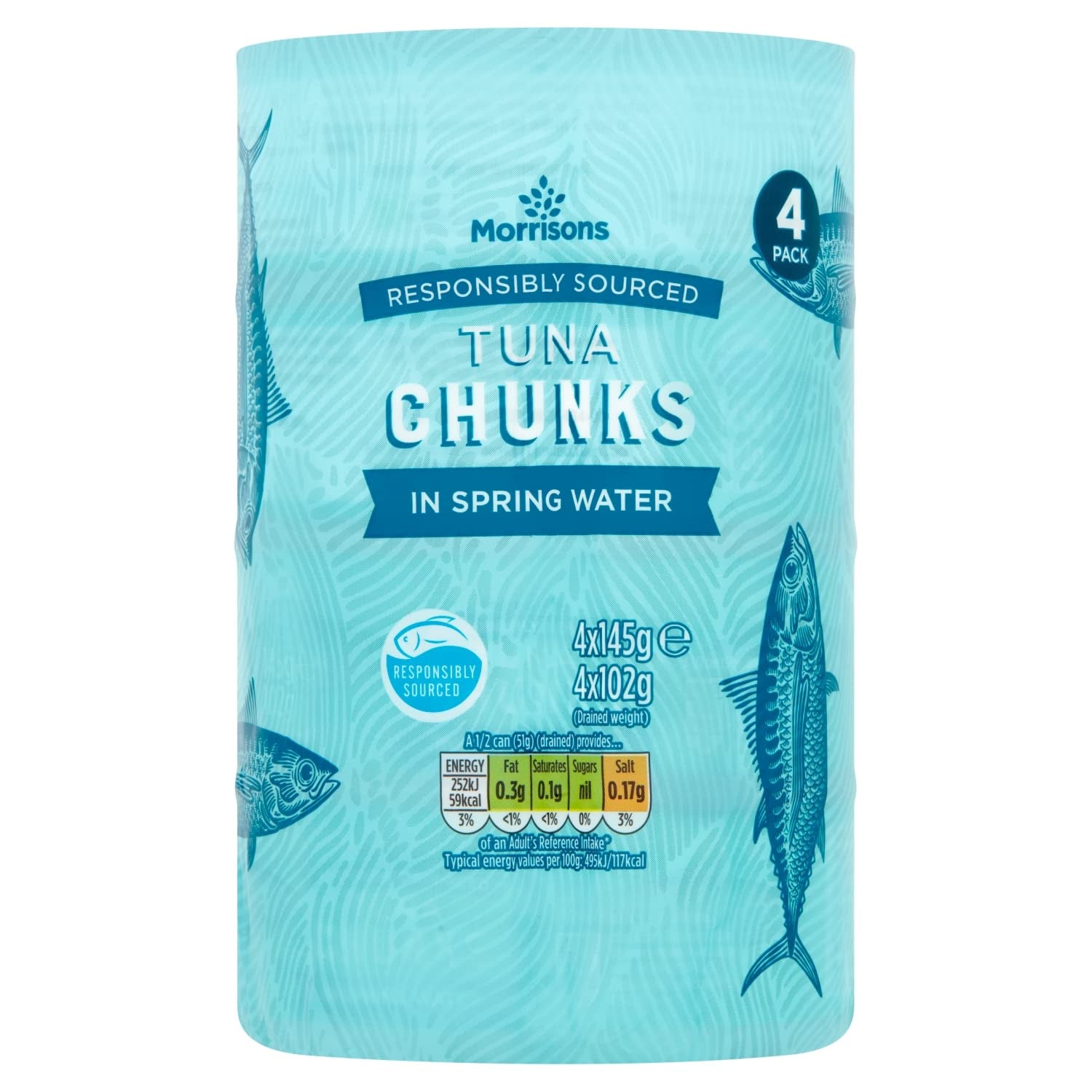 Morrisons Tuna Chunks in Spring Water 4 x 145g