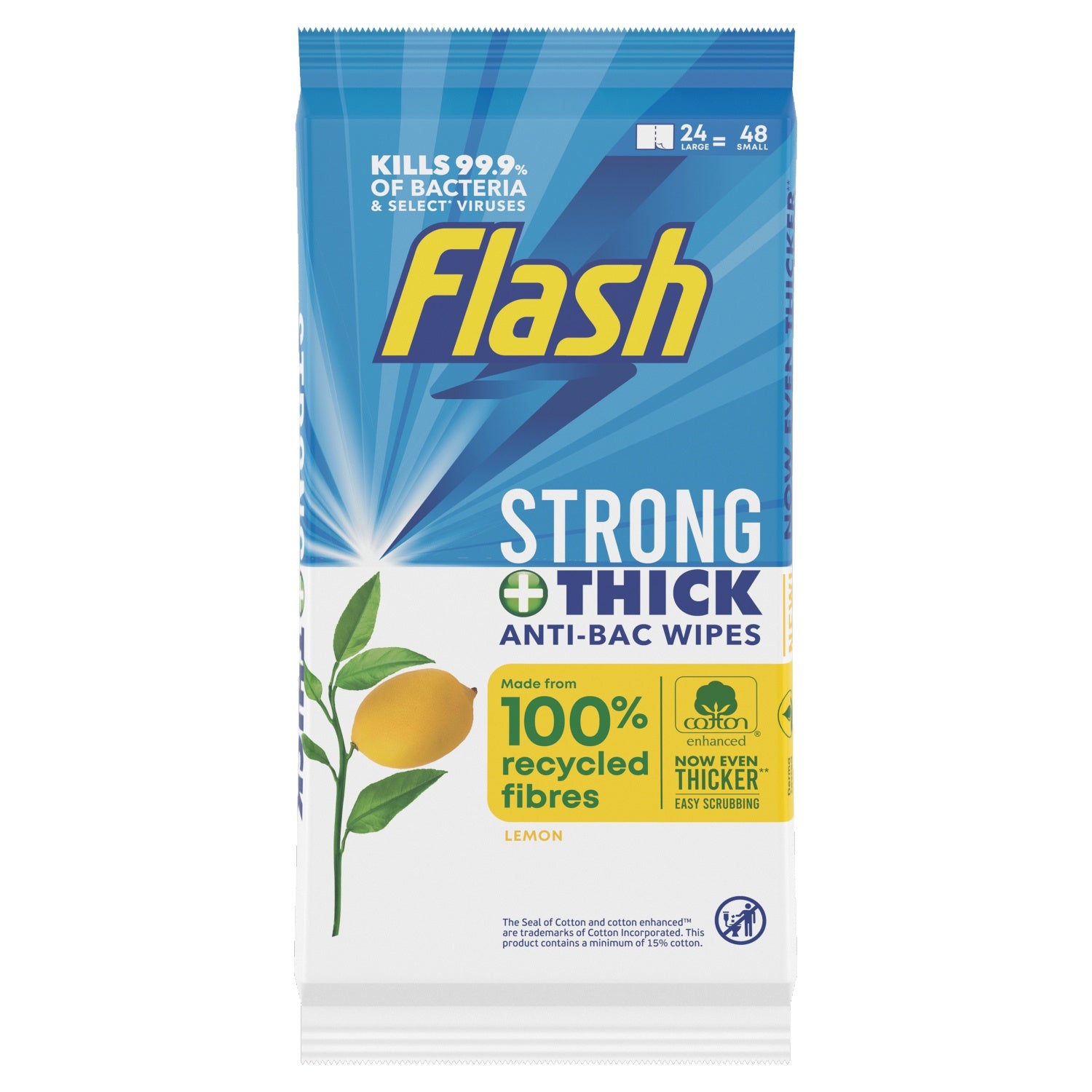 Flash Wipes Anti-Bac 24 Wipe and Go