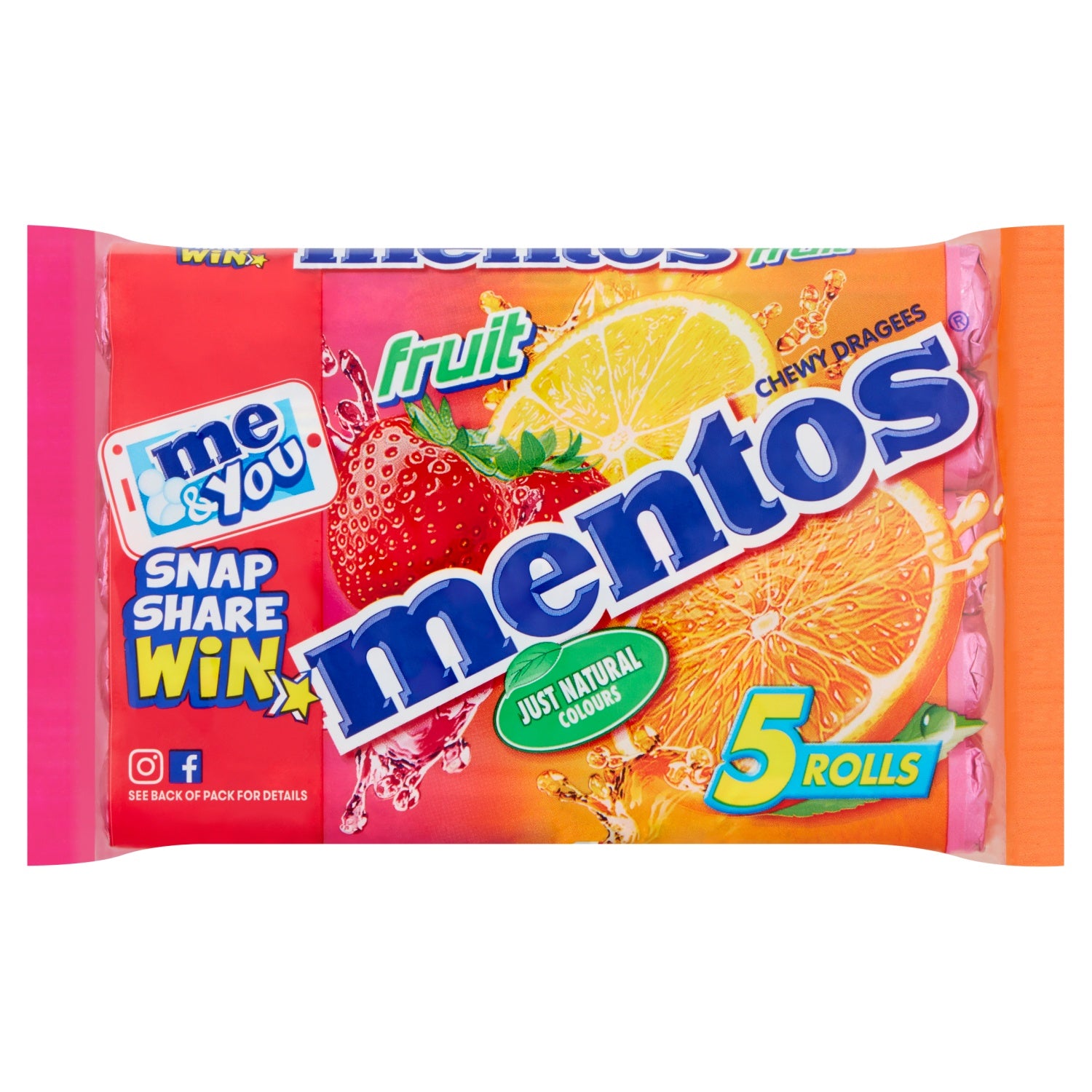 Mentos Fruit Chewy Dragees Rolls 5 x 38g