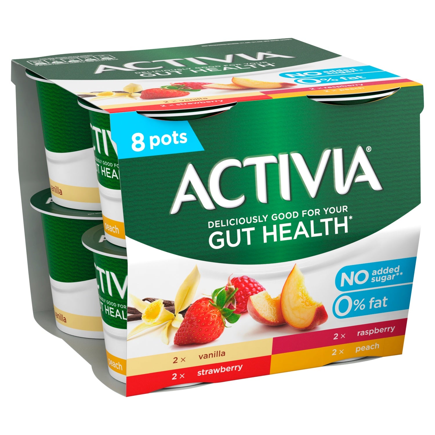 Activia Strawberry & Yellow Fruits Fat Free Yogurt 8 x 115g