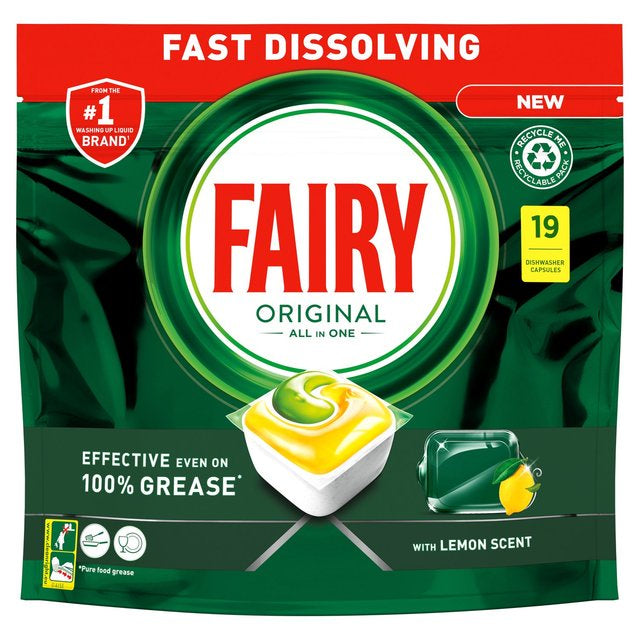 Fairy All In One Dishwasher Tablets Lemon 19pk