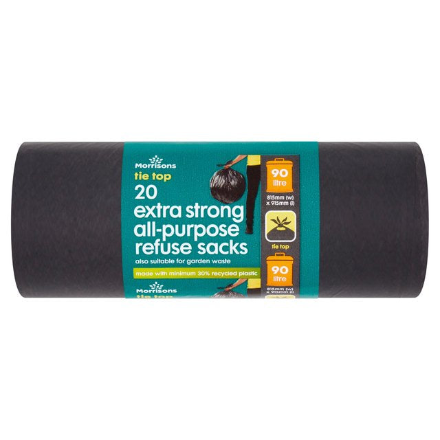 Morrisons 90L Tie Top Refuse Sack Extra Strong 20pk