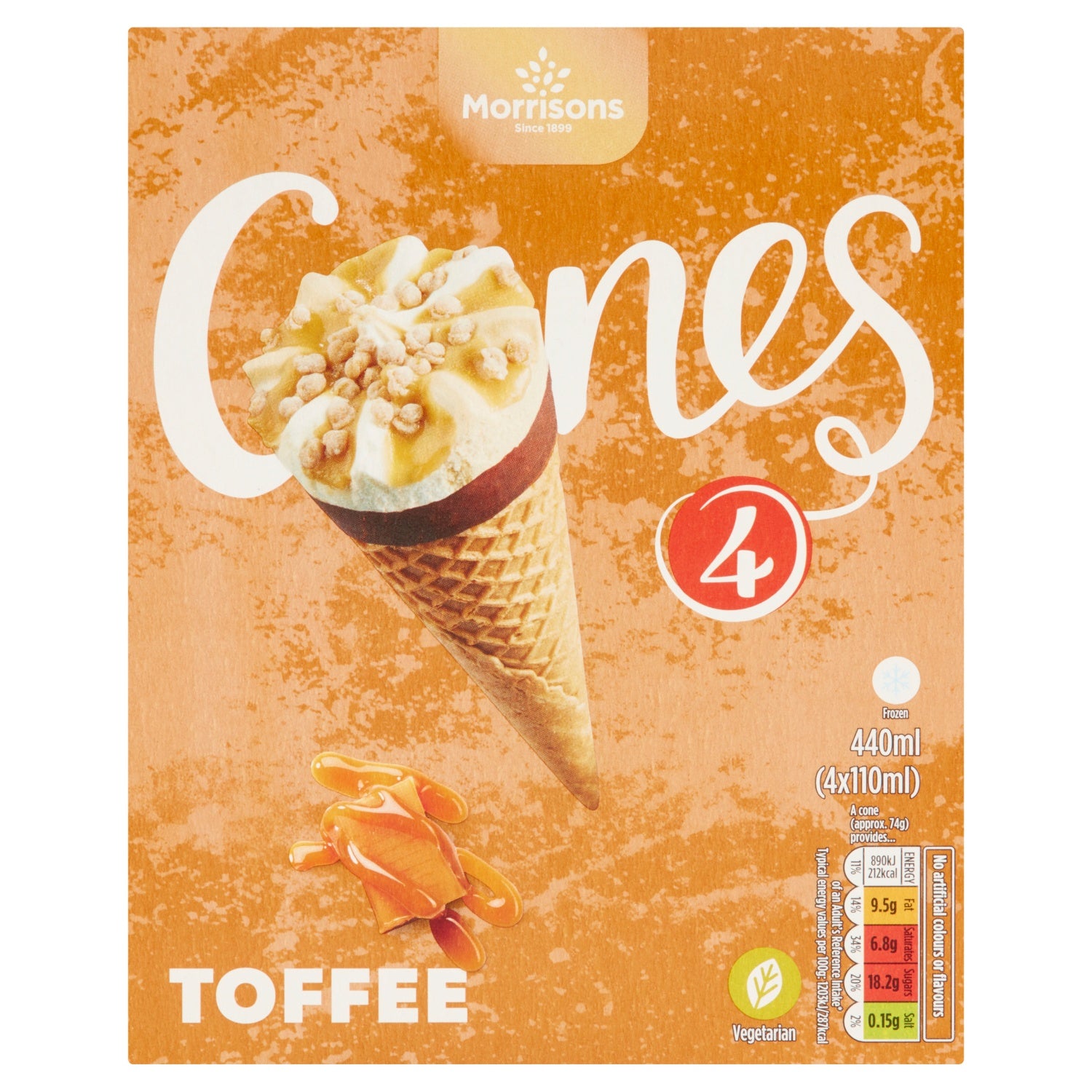 Morrisons 4 Toffee Ice Cream Cones 440g