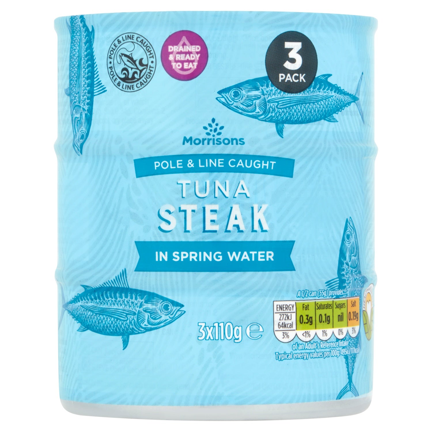 M No Drain Tuna Steak In A Little Spring Water 3 x 110g