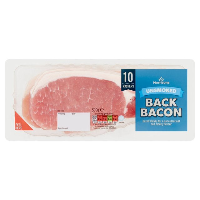 M Unsmoked Rindless Back 10 Bacon Rashers 300g