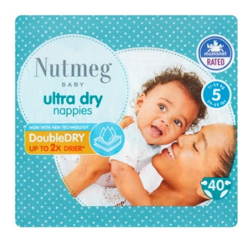 Nutmeg Ultra Dry Size 5 40 Nappies