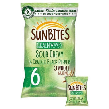 Walkers Sunbites Crisps Sour Cream & Black Pepper 6 x 25g